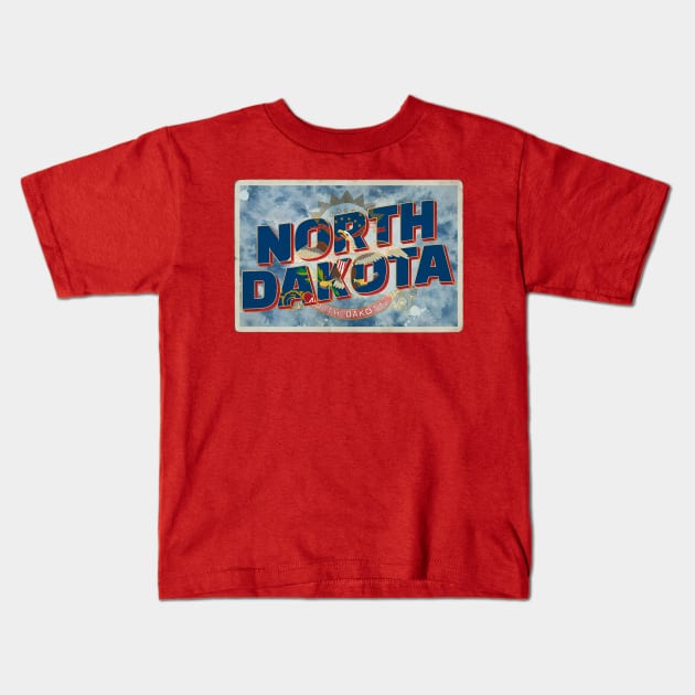 North Dakota vintage style retro souvenir Kids T-Shirt by DesignerPropo